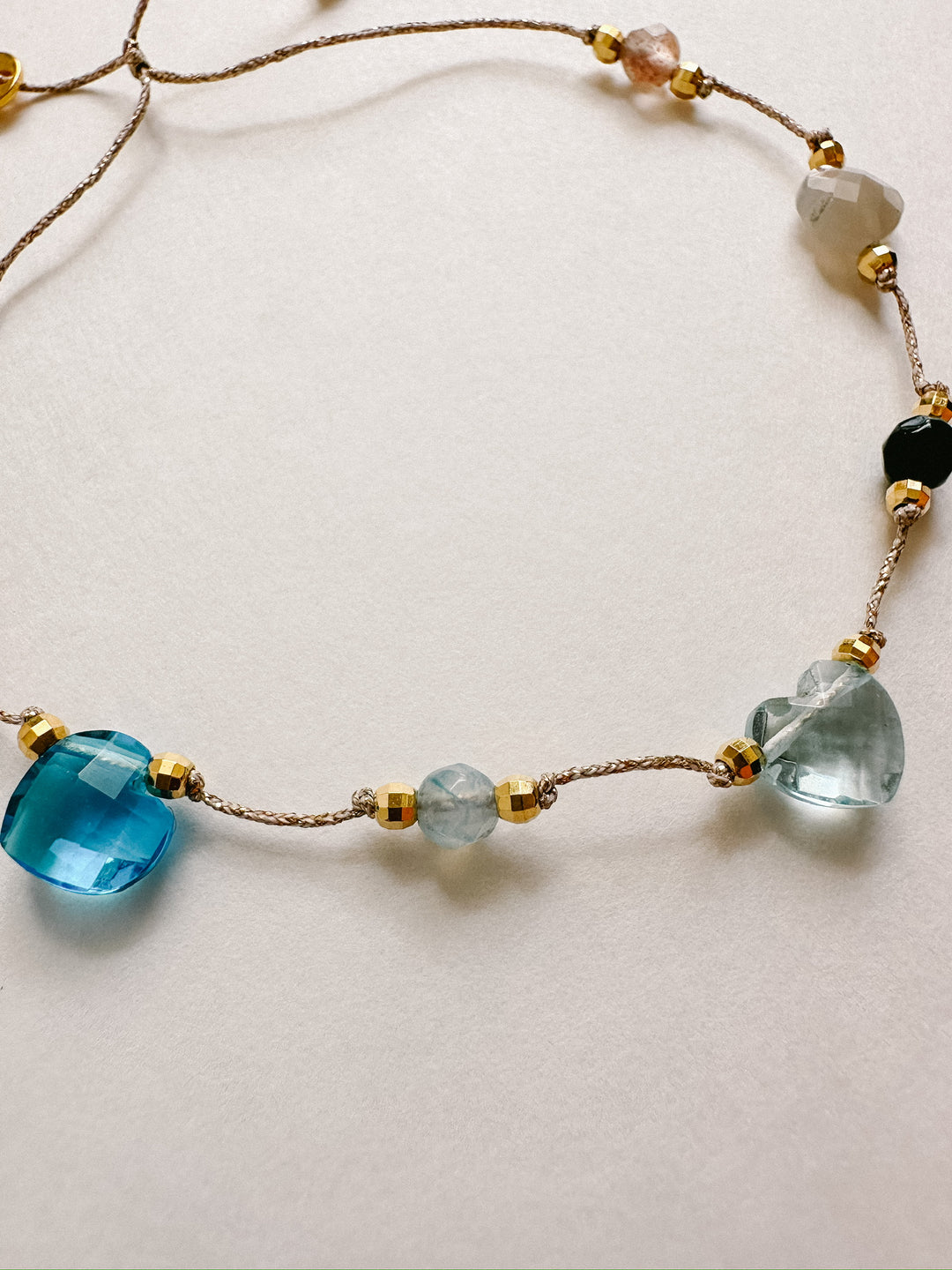 Martha Gemstone Bracelet - Three Hearts Blue Topaz