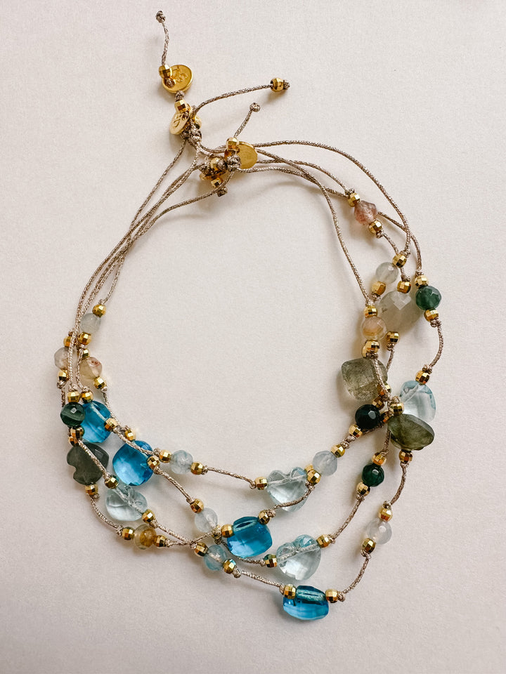 Martha Gemstone Bracelet - Three Hearts Blue Topaz