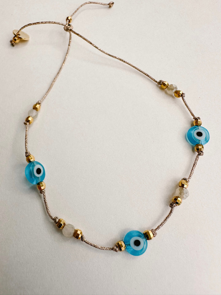Greek Eye Mataki Bracelet - Blue Crystal