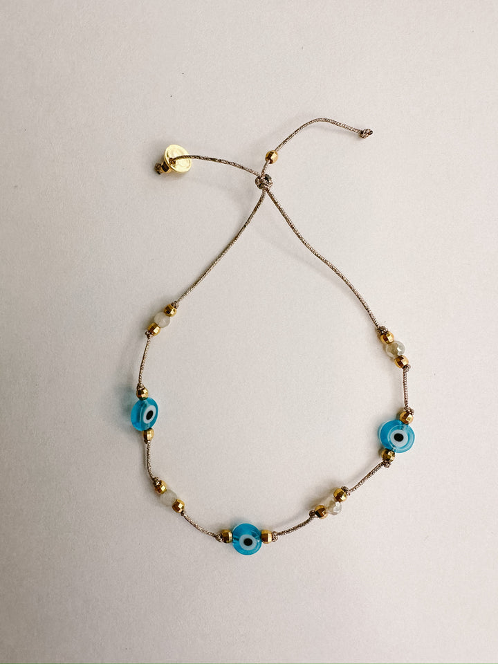 Greek Eye Mataki Bracelet - Blue Crystal