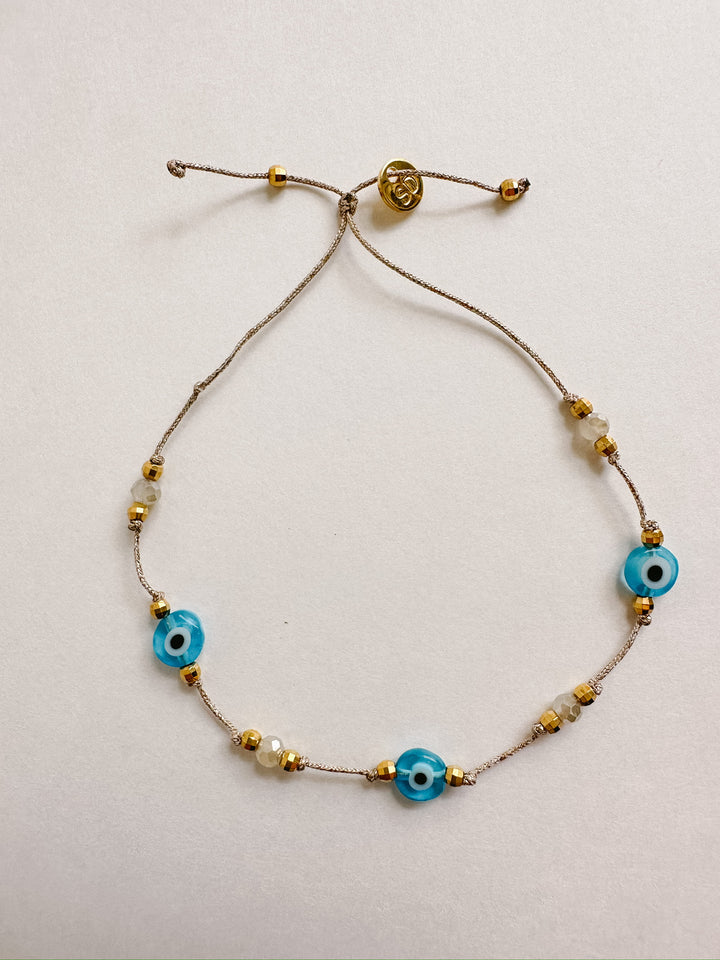 Greek Eye Mataki Bracelet - Blue Crystal