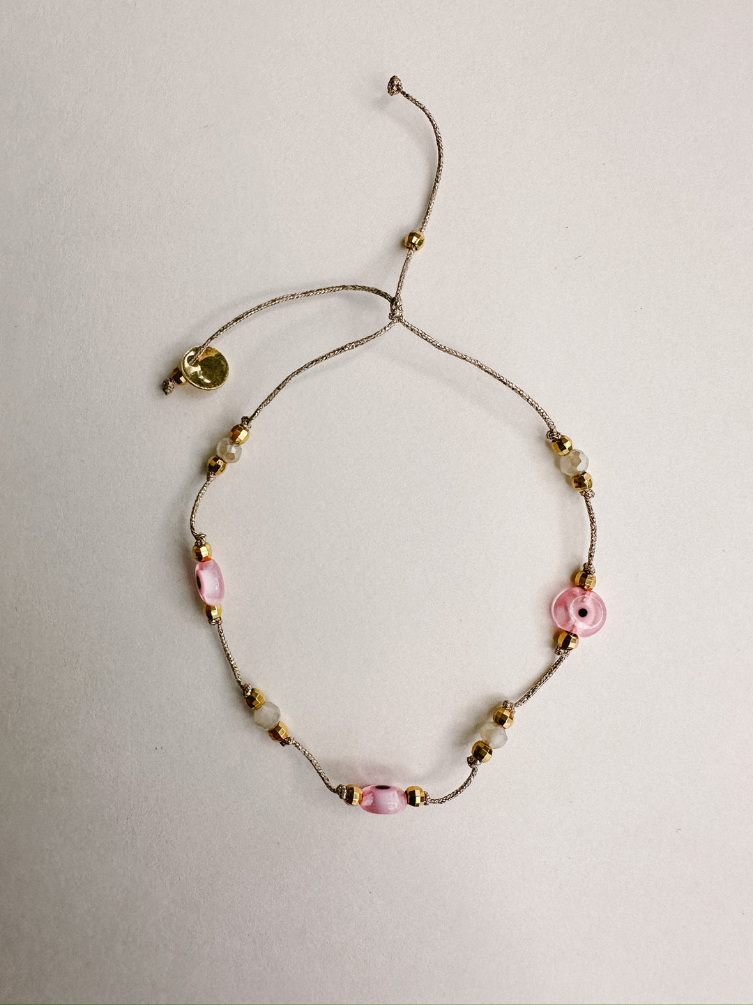 Greek Eye Mataki Bracelet - Pink Crystal