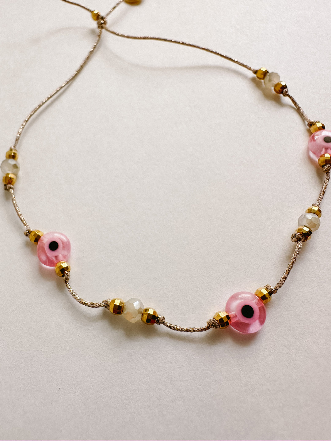 Greek Eye Mataki Bracelet - Pink Crystal