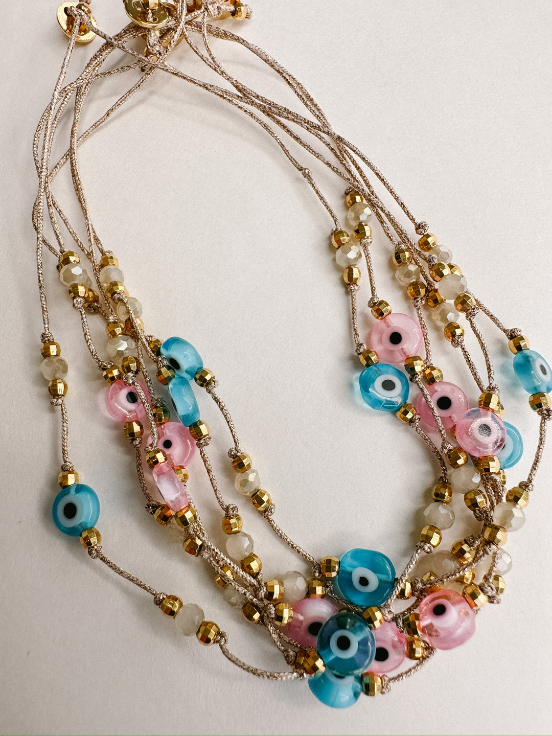 Greek Eye Mataki Bracelet - Pink Crystal