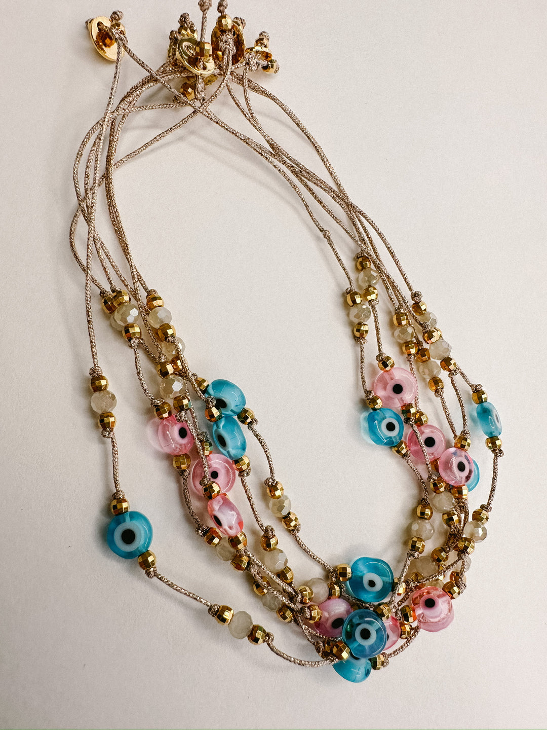 Greek Eye Mataki Bracelet - Pink Crystal