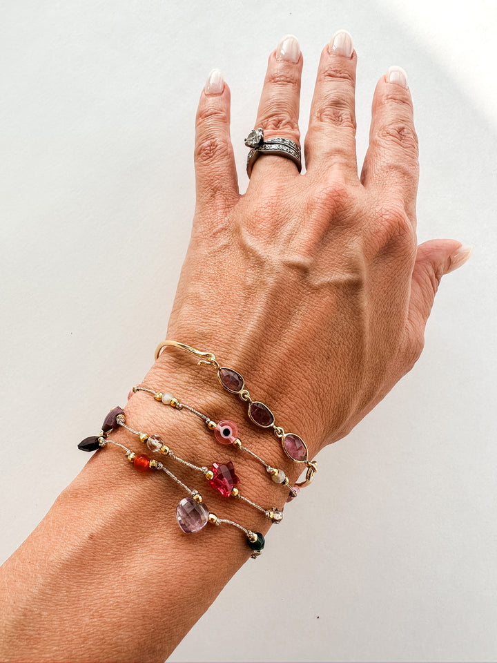 Martha Gemstone Bracelet - Three Hearts Green Tourmaline