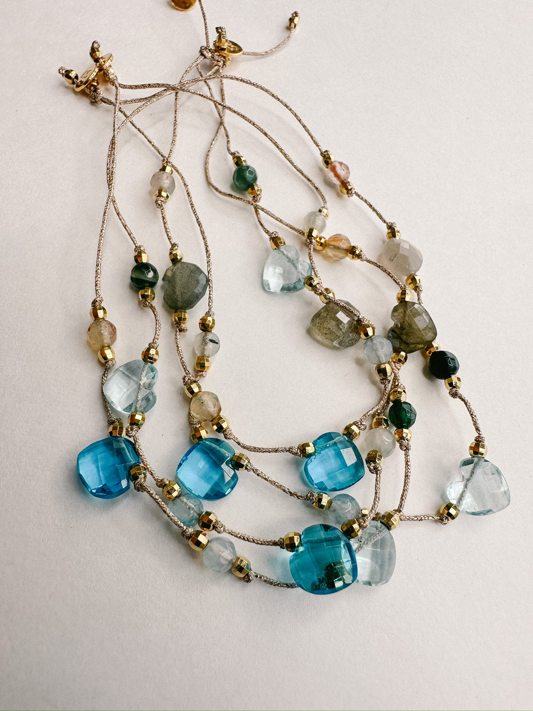 Martha Gemstone Bracelet - Three Hearts Blue Topaz