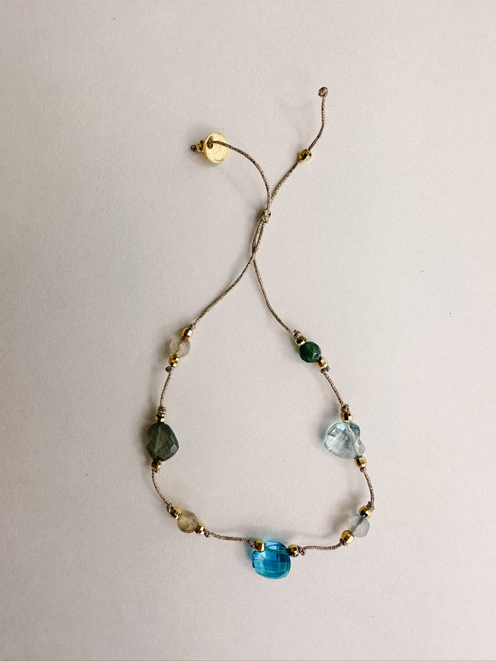 Martha Gemstone Bracelet - Three Hearts Blue Topaz