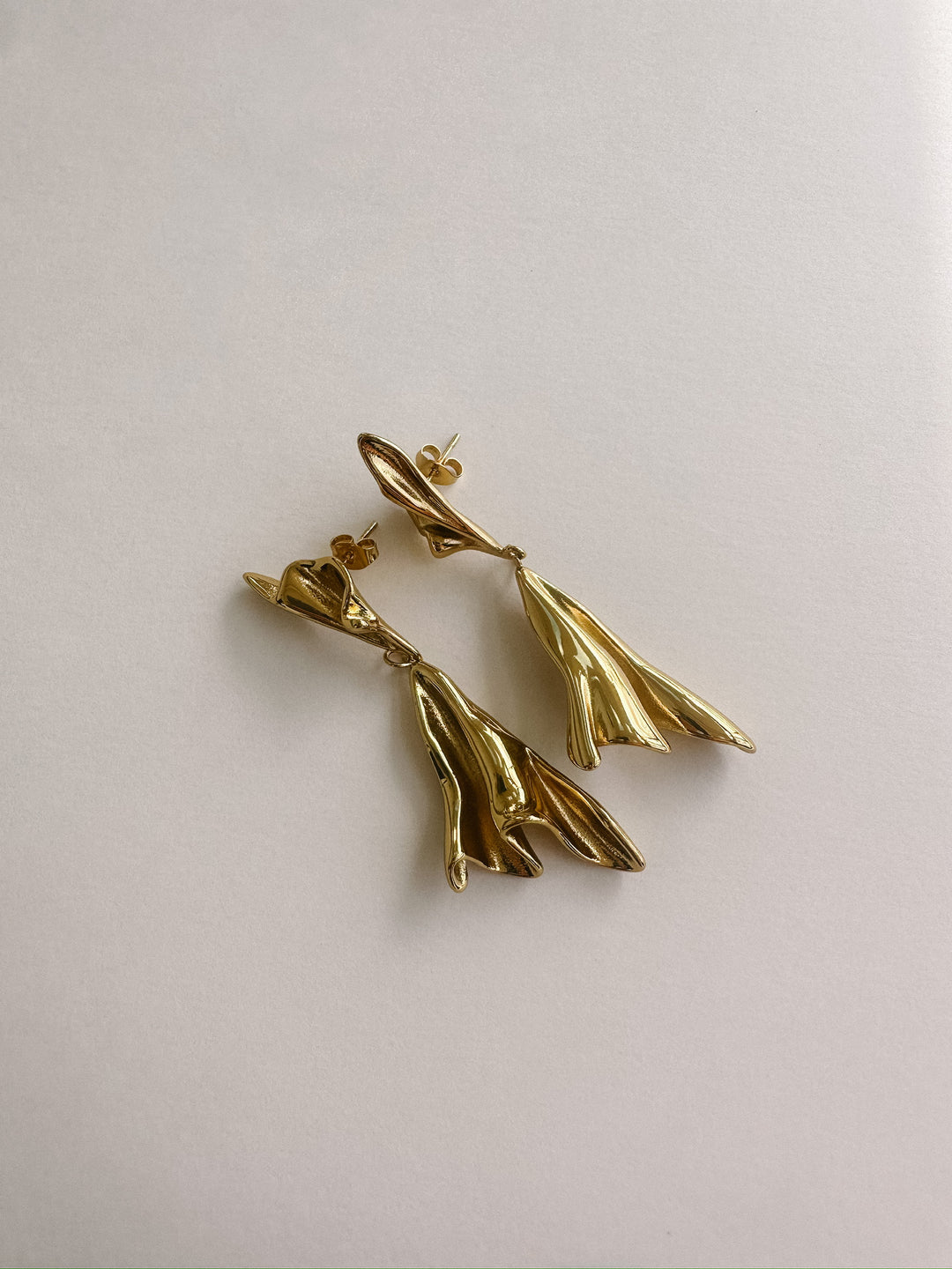Structural Gold Dangle Drop Earrings