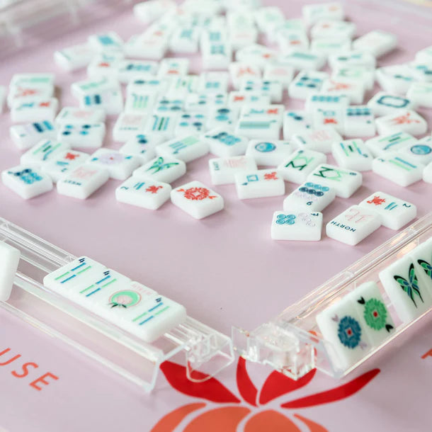 Purple & Red Flower Border Mahjong Mat