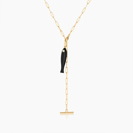 Fortuna Black Onyx Fish Charm