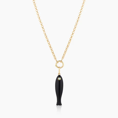 Fortuna Black Onyx Fish Charm
