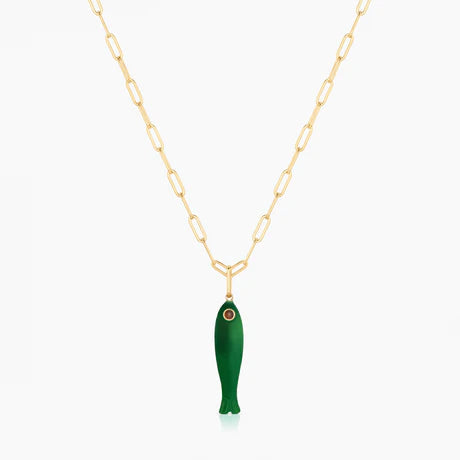 Fortuna Green Jade Fish Charm