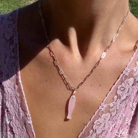 Fortuna Pink Jade Fish Charm
