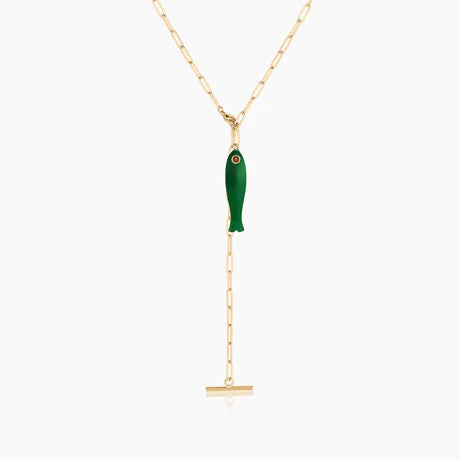 Natalie Thin Paperclip Lariat Toggle Necklace