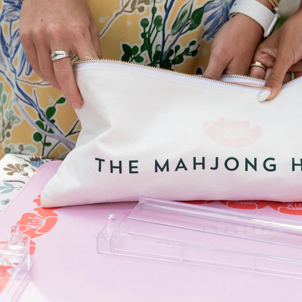 Pink and Coral Flower Border Mahjong Mat