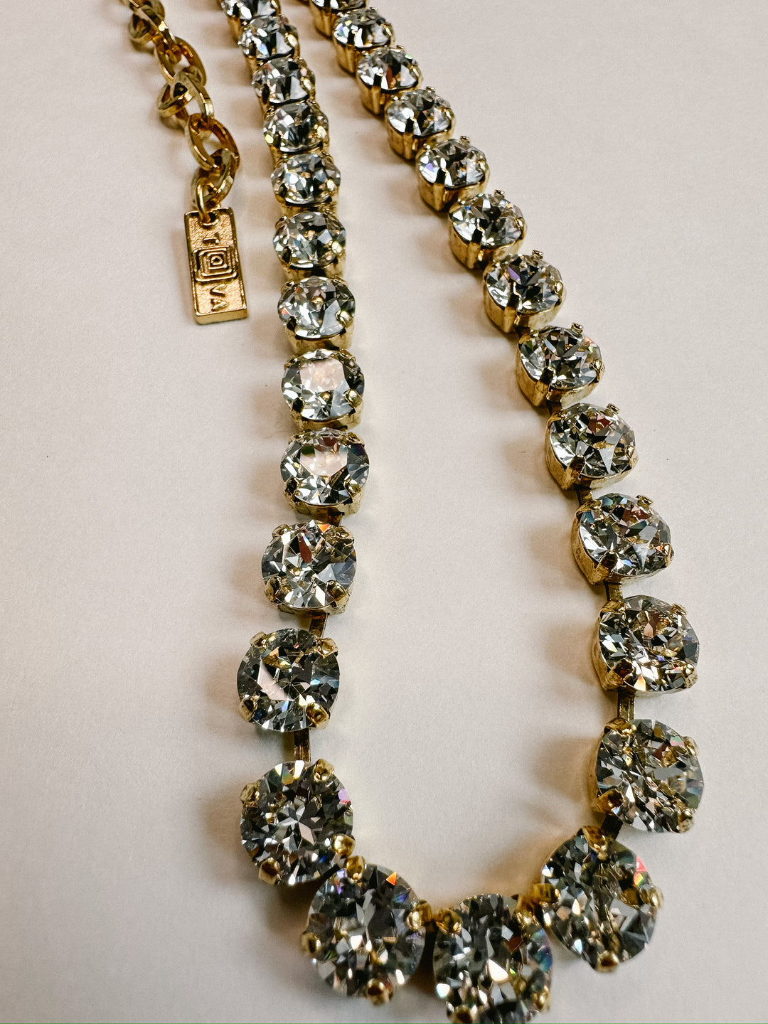 Oakland Crystal Necklace - Antique Gold Clear