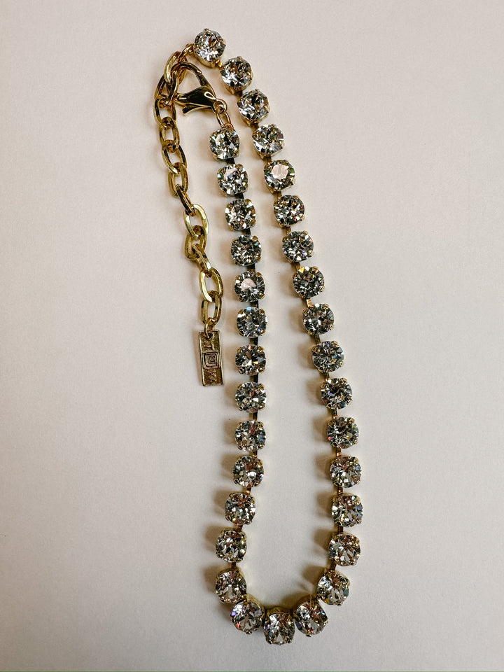 Oakland Crystal Necklace - Antique Gold Clear