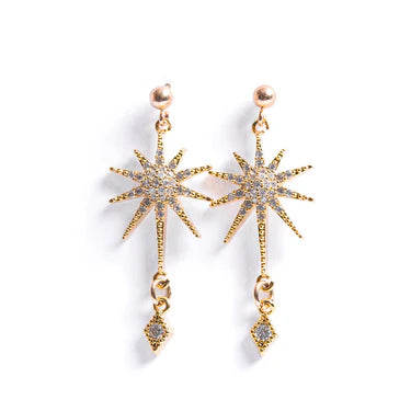 Gold & Cubic Zirconia Foxy Starbust Earrings