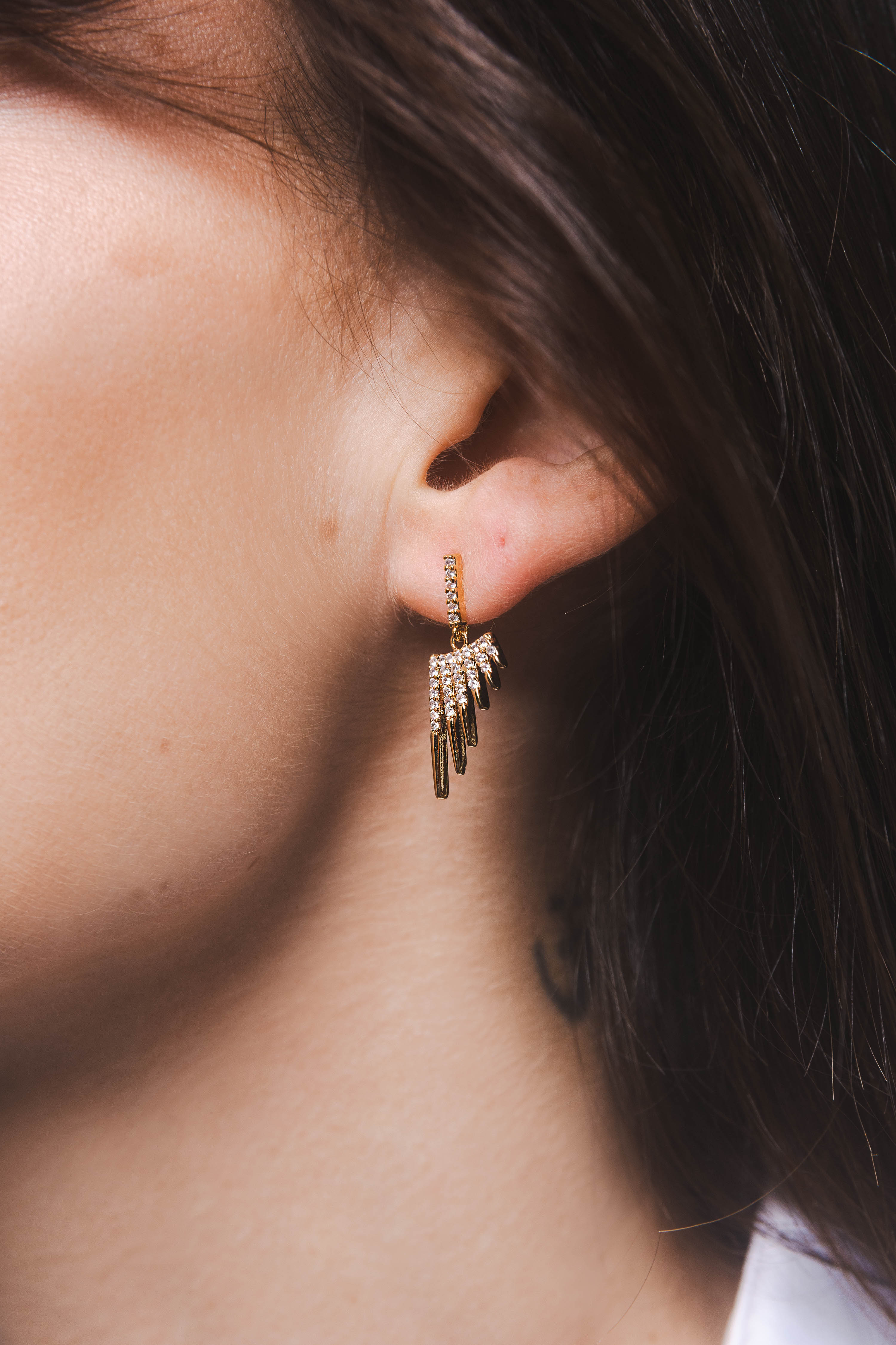 Gold Cubic Zirconia Fire and Ice Earrings Yard Strand