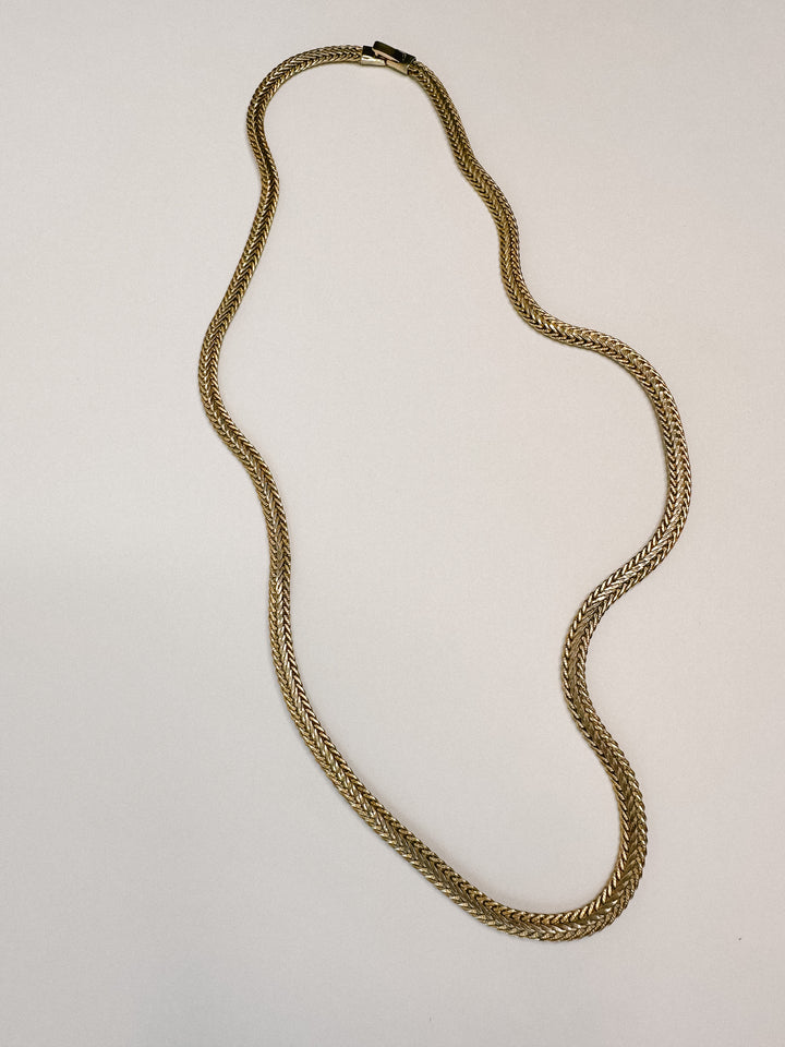 Vintage 24" Long Gold Woven Necklace