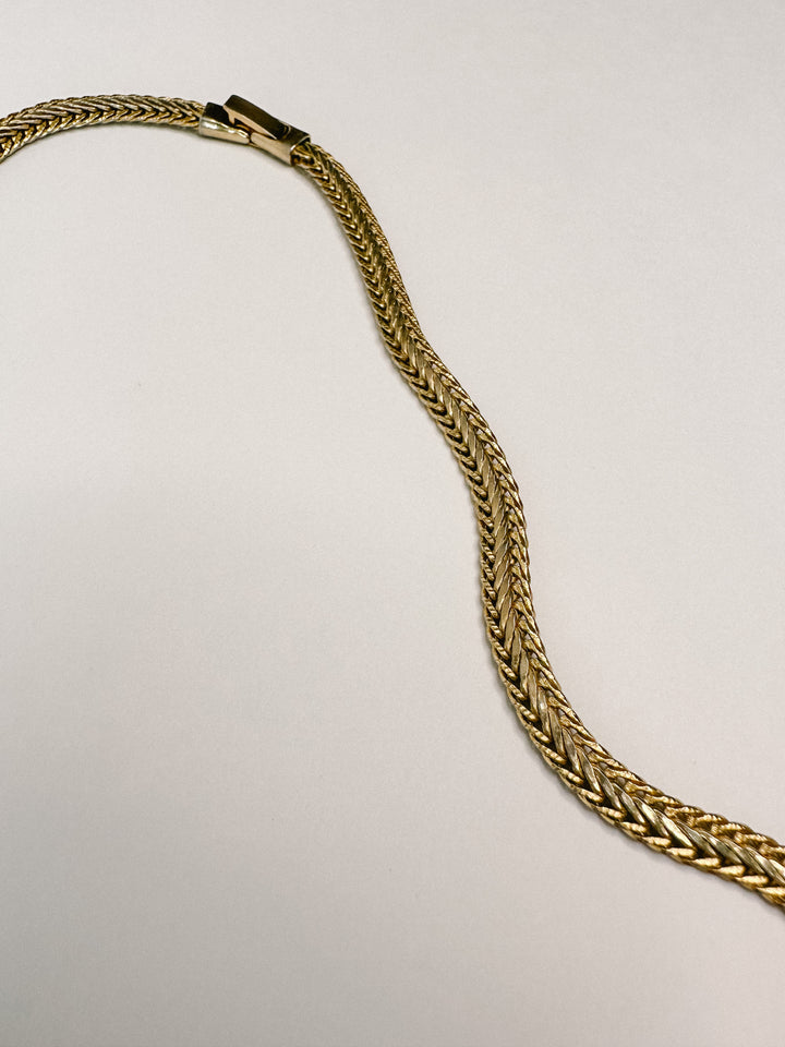 Vintage 24" Long Gold Woven Necklace