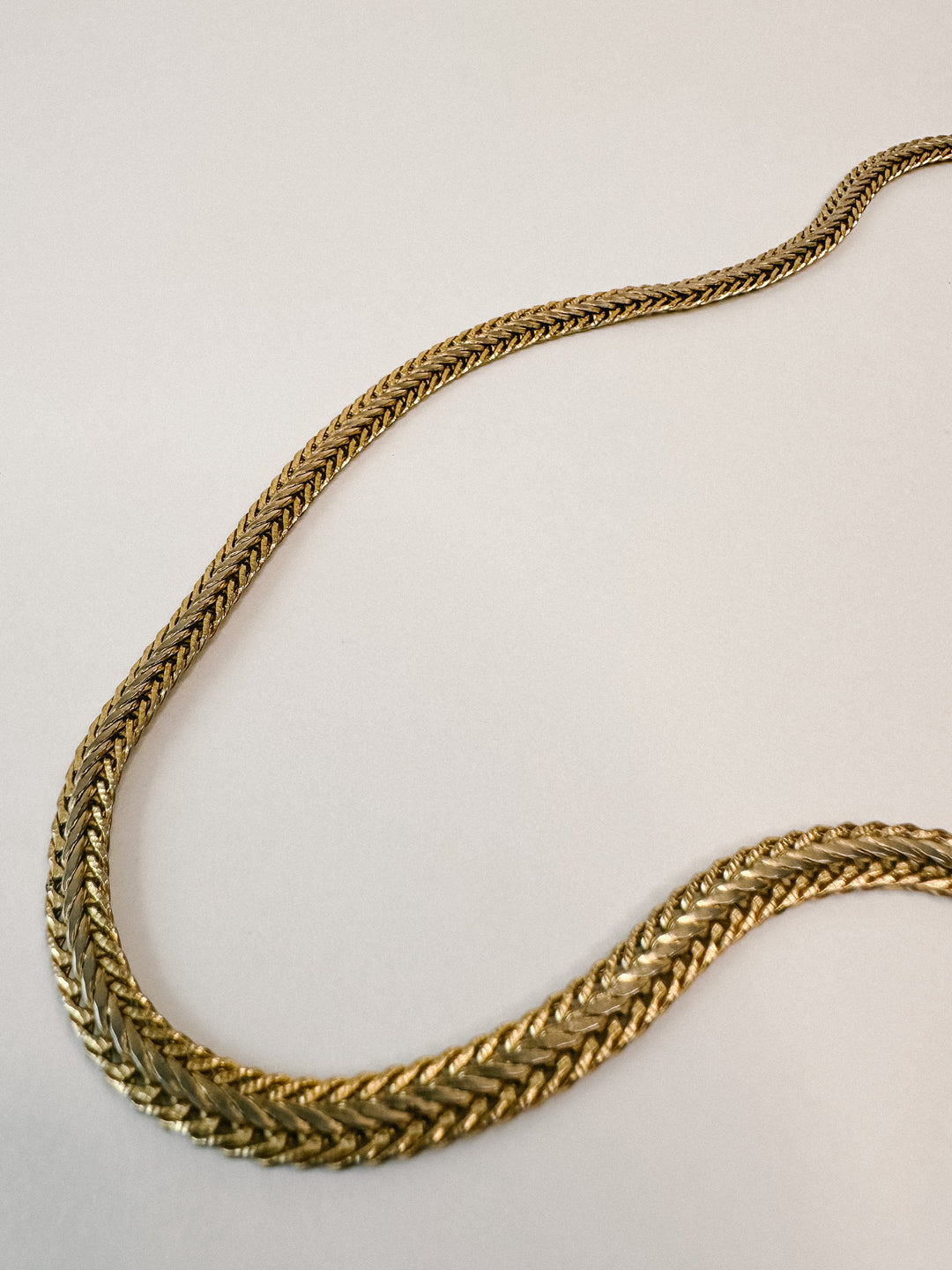 Vintage 24" Long Gold Woven Necklace