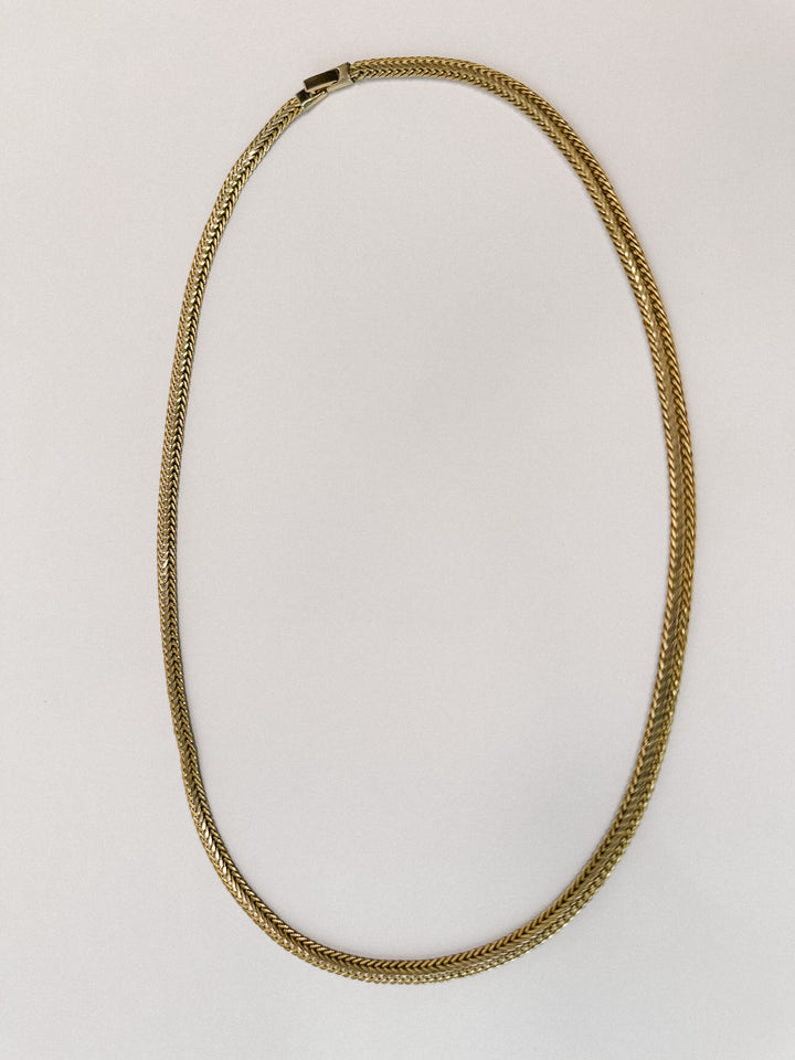 Vintage 24" Long Gold Woven Necklace