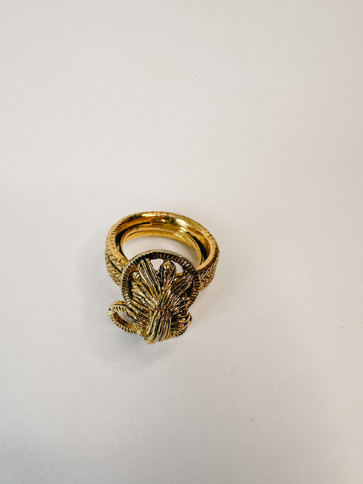 Vintage Gold Lion Cocktail Ring