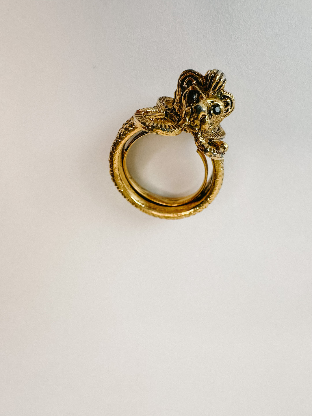 Vintage Gold Lion Cocktail Ring