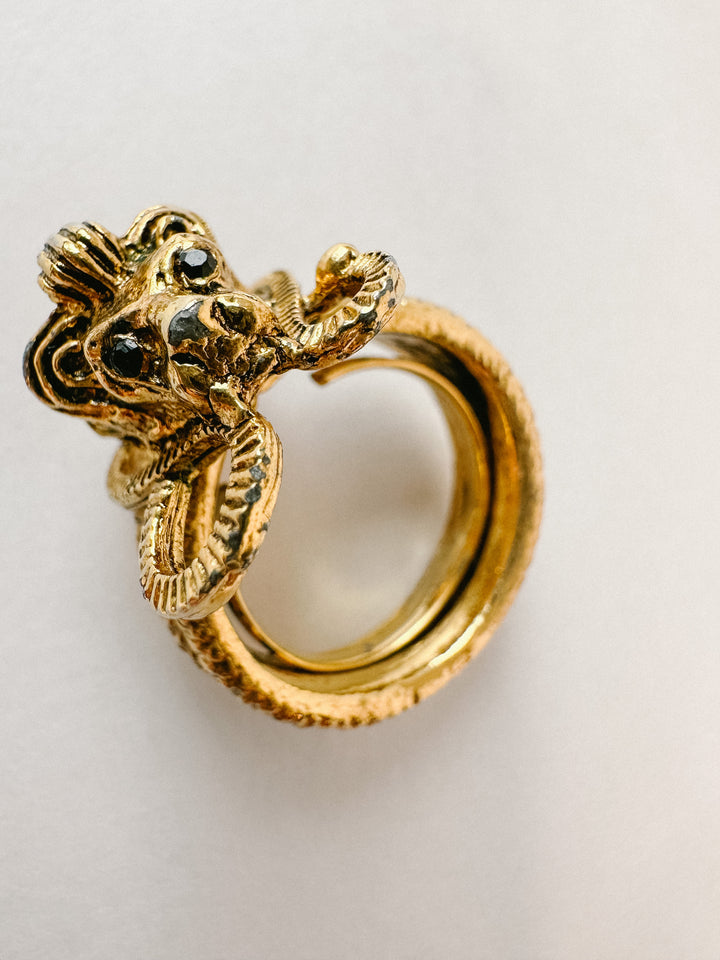 Vintage Gold Lion Cocktail Ring