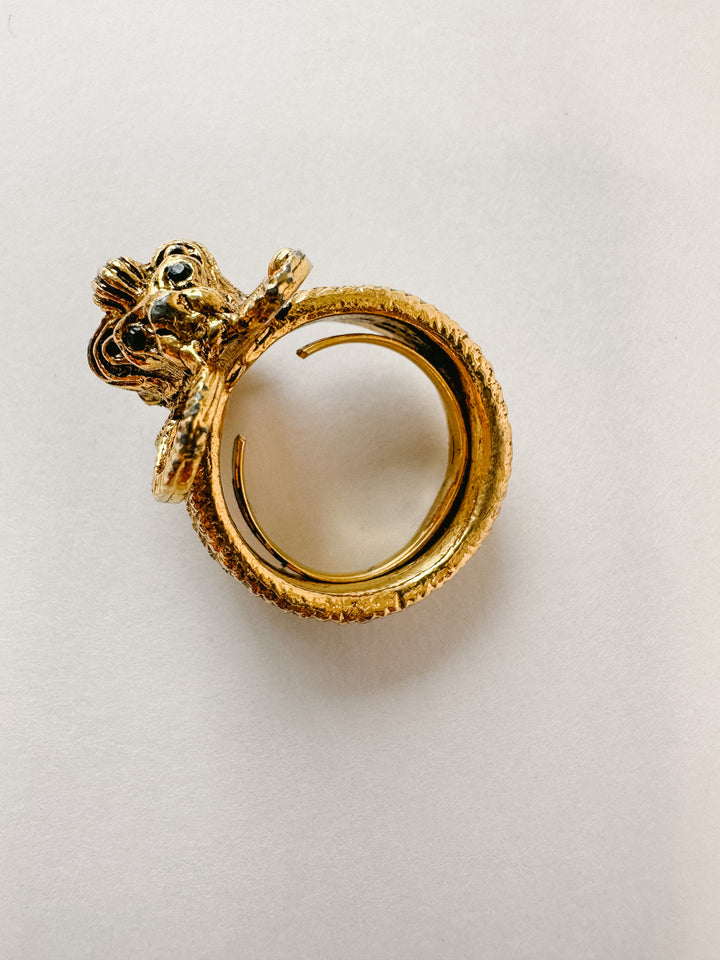 Vintage Gold Lion Cocktail Ring