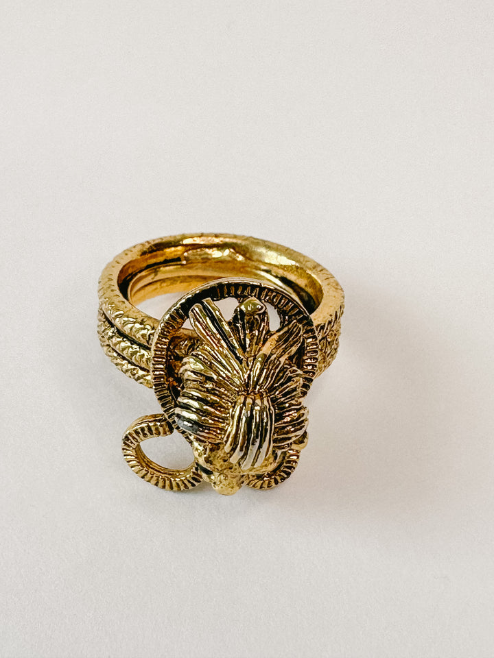 Vintage Gold Lion Cocktail Ring