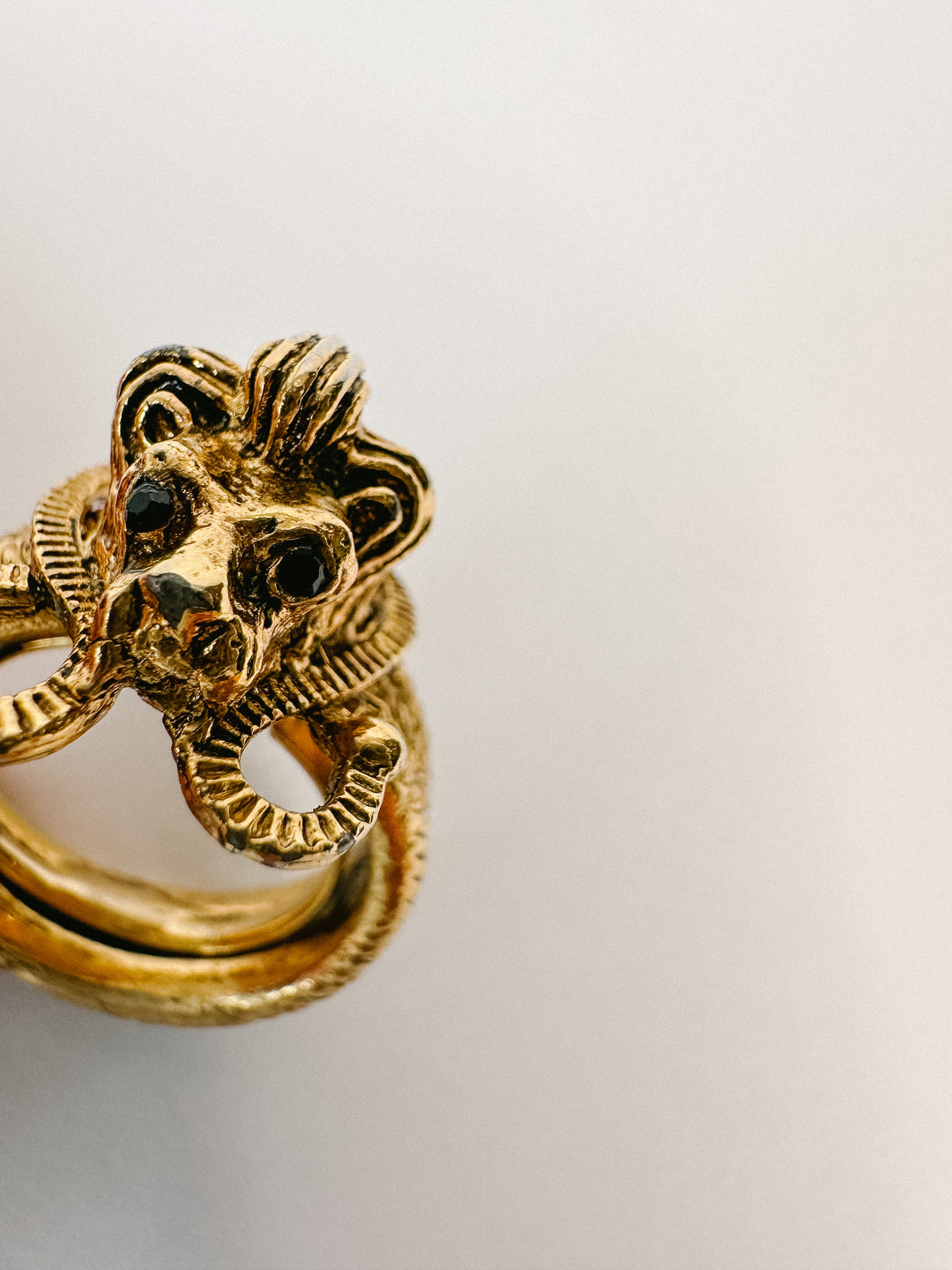 Vintage Gold Lion Cocktail Ring