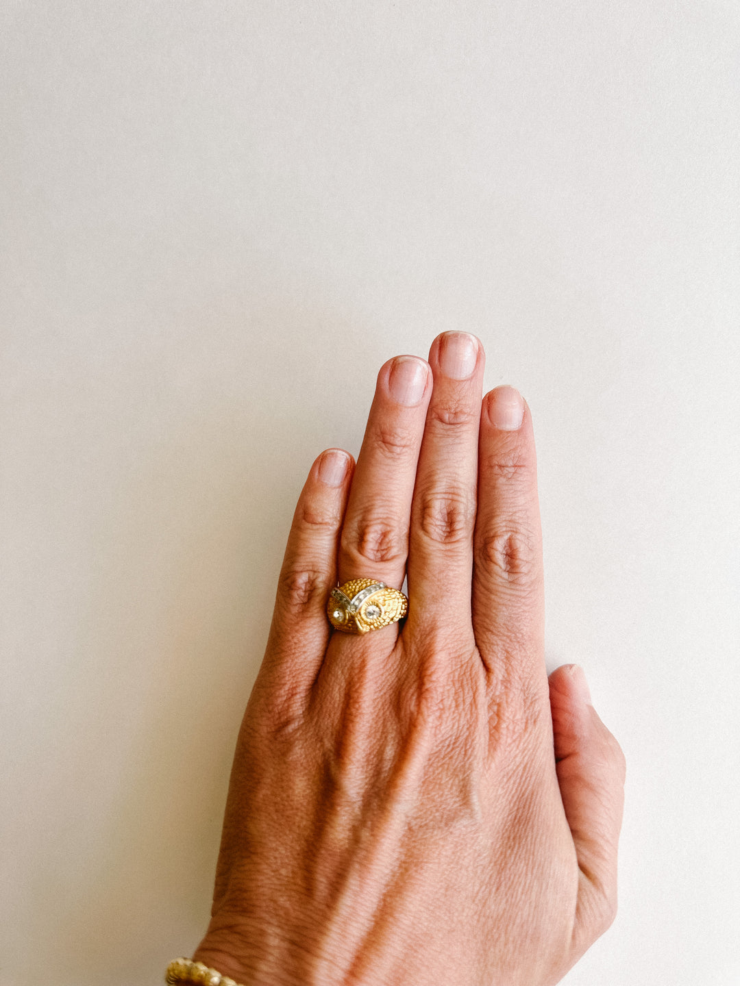 Vintage Owl Gold Cocktail Ring