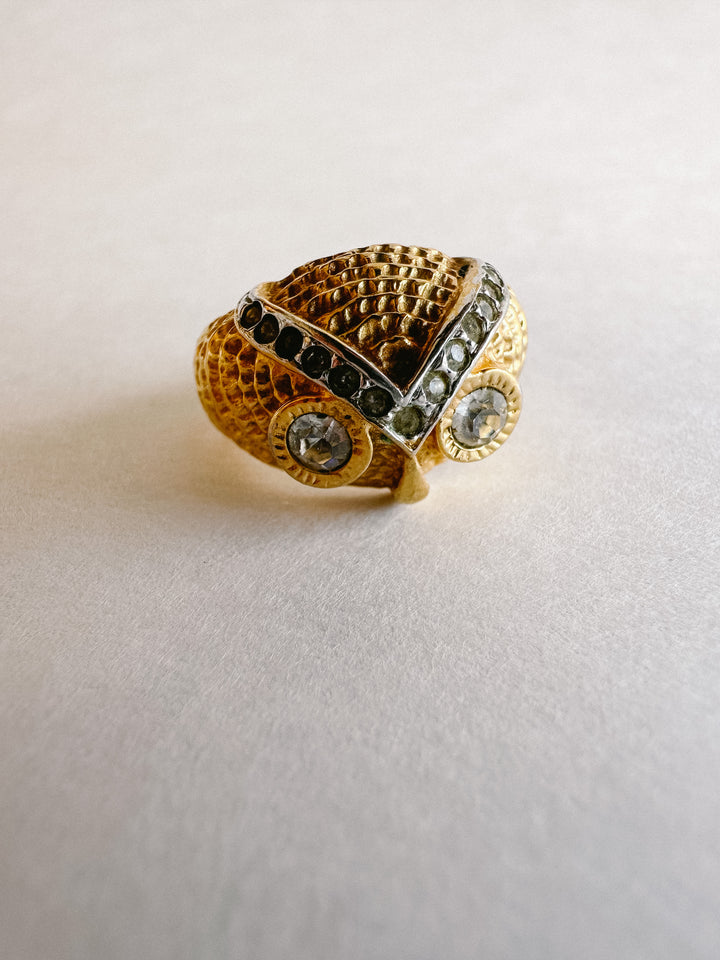 Vintage Owl Gold Cocktail Ring