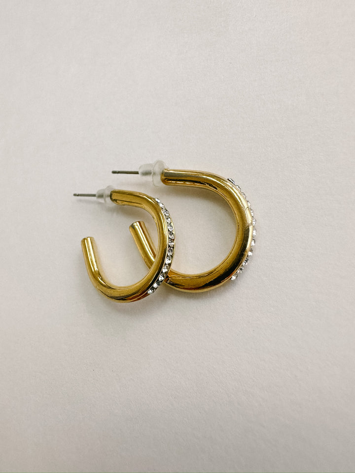 Vintage Paris Crystal Open Hoops