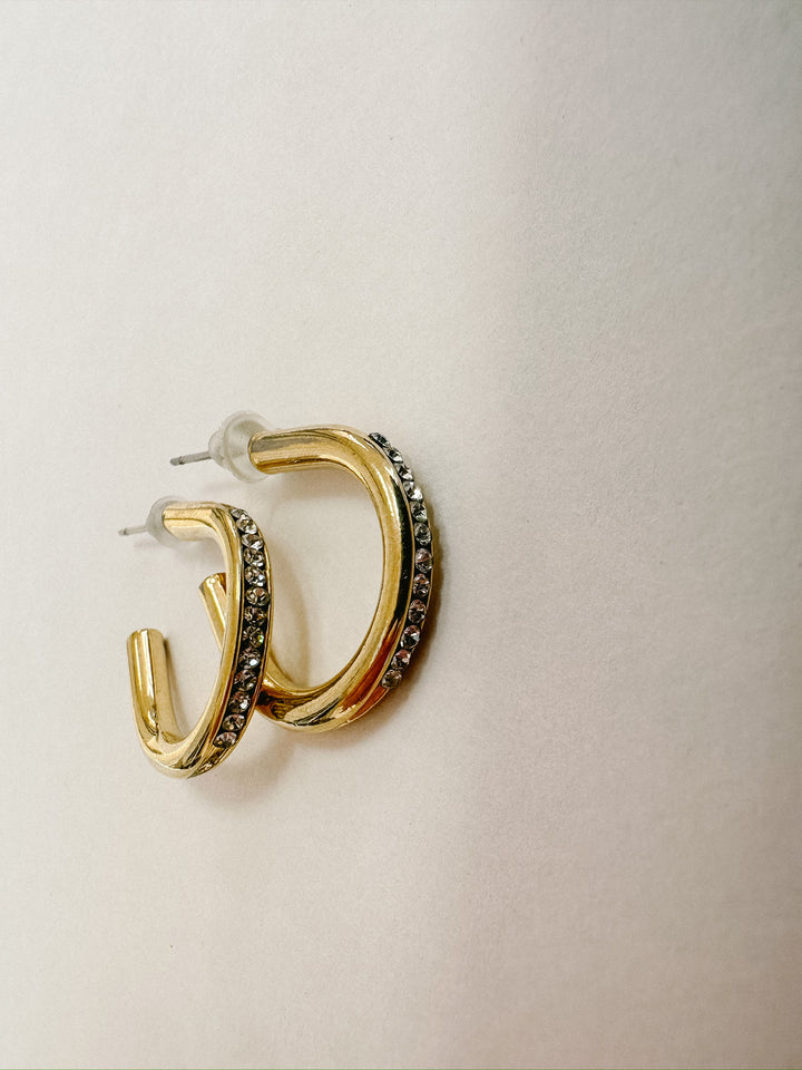 Vintage Paris Crystal Open Hoops