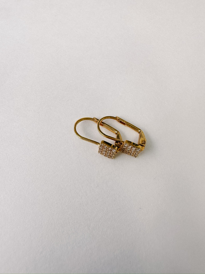Vintage Paris Crystal Square Box Pin Earrings