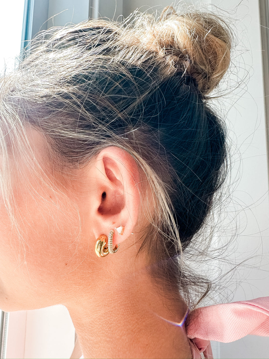Vintage Paris Gold Mini Puff Hoops
