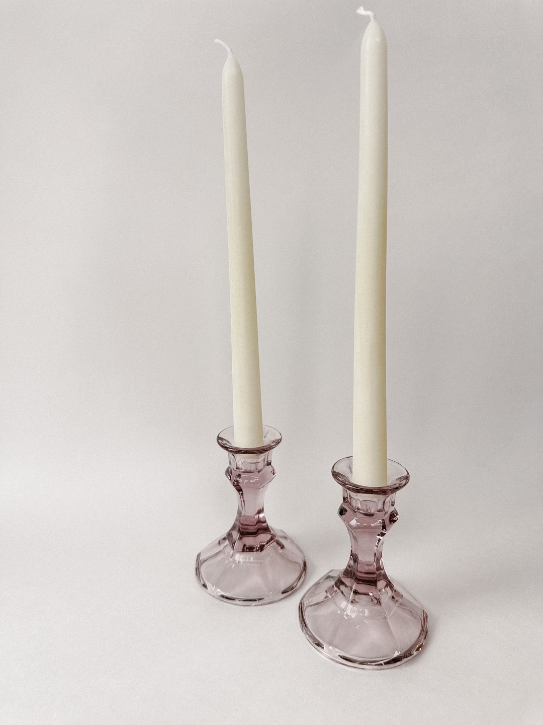 Vintage Purple Glass Candlestick Holders