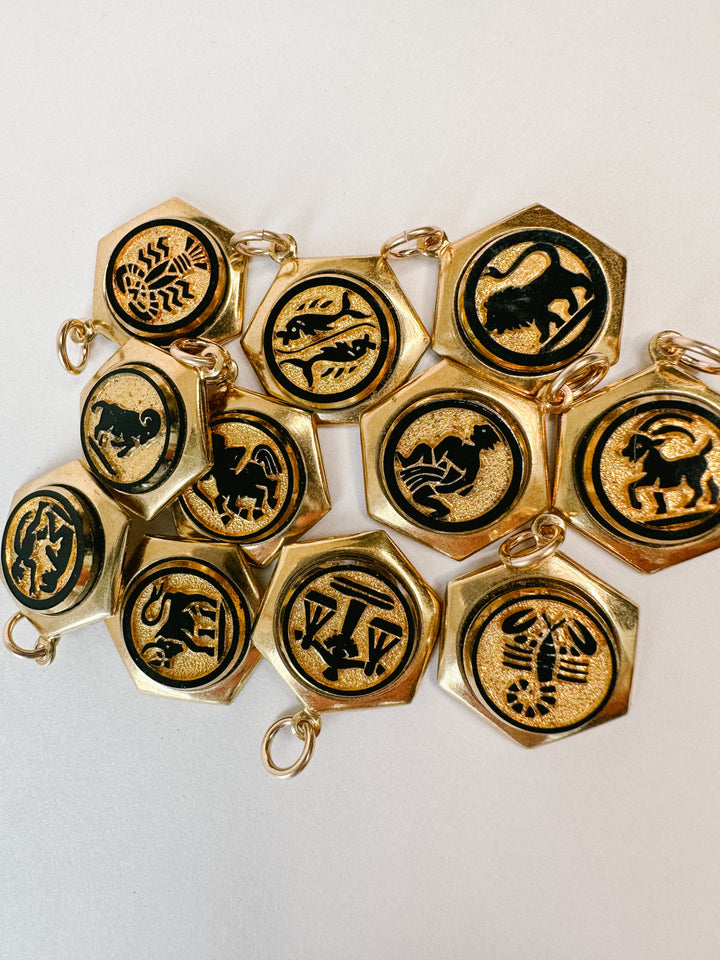 Vintage Zodiac Brass Charms