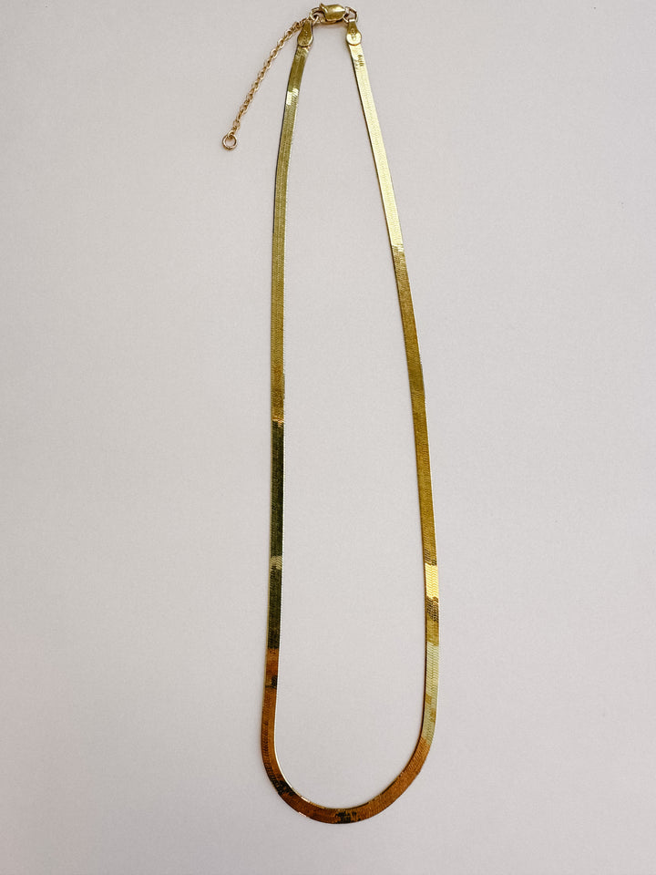 3.5 mm Herringbone Chain - Flat Gold Chain 16 Inches