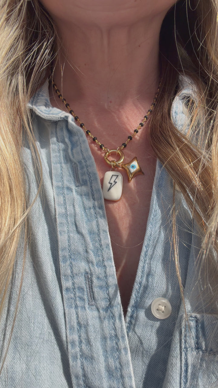 Lightning Bolt  — Hand-Painted Porcelain Charm